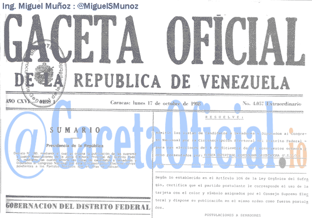 Gaceta Oficial 4057 del 17 Octubre 1988