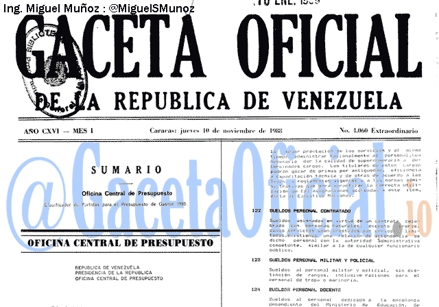Gaceta Oficial 4060 del 10 Noviembre 1988