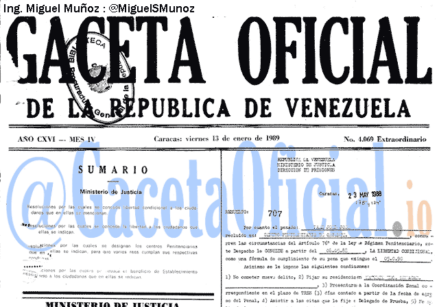Gaceta Oficial 4069 del 13 Enero 1989
