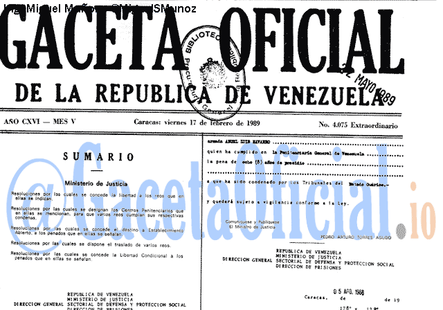 Gaceta Oficial 4075 del 17 Febrero 1989