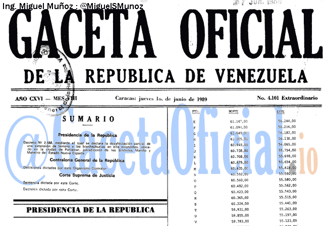 Gaceta Oficial 4101 del 1 Junio 1989