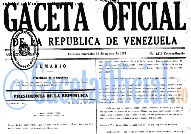 Gaceta Oficial 4117 del 16 Agosto 1989