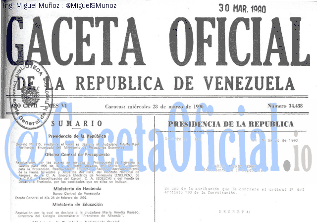 Gaceta Oficial 34438 del 28 Marzo 1990