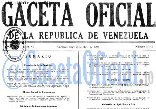 Gaceta Oficial 34441 del 2 Abril 1990