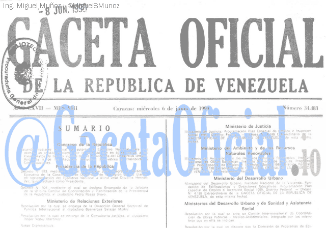 Gaceta Oficial 34483 del 6 Junio 1990