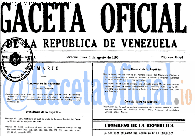 Gaceta Oficial 34524 del 6 Agosto 1990