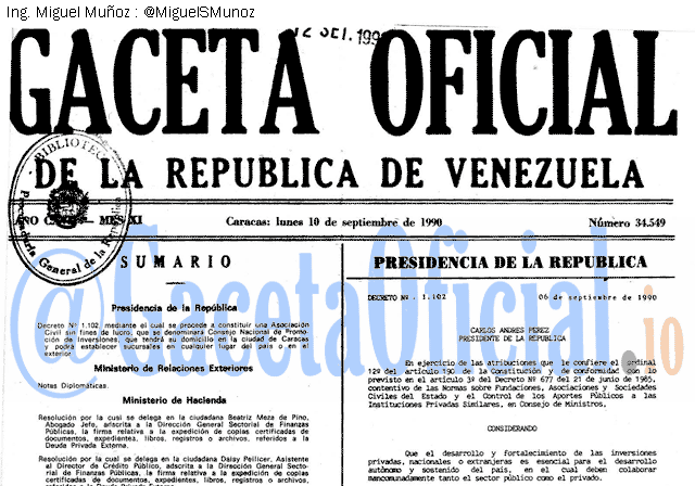 Gaceta Oficial 34549 del 10 Septiembre 1990