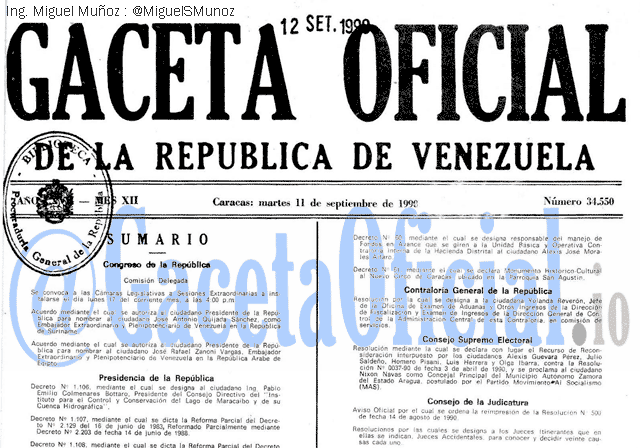 Gaceta Oficial 34550 del 11 Septiembre 1990