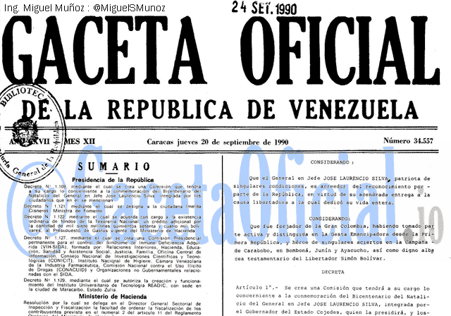 Gaceta Oficial 34557 del 20 Septiembre 1990
