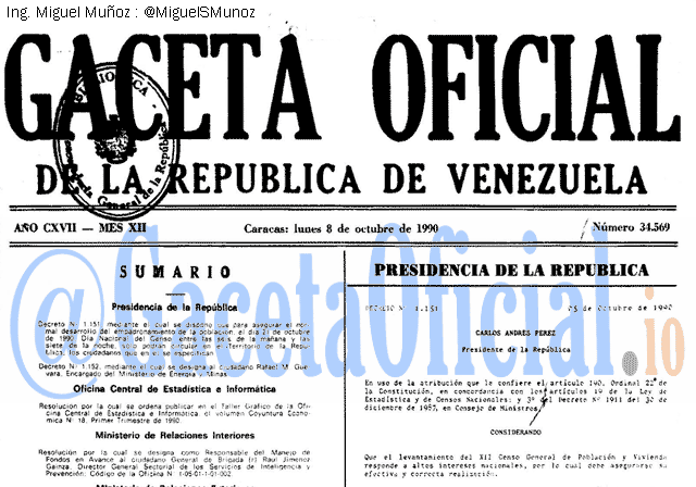 Gaceta Oficial 34569 del 8 Octubre 1990