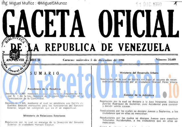 Gaceta Oficial 34609 del 5 Diciembre 1990