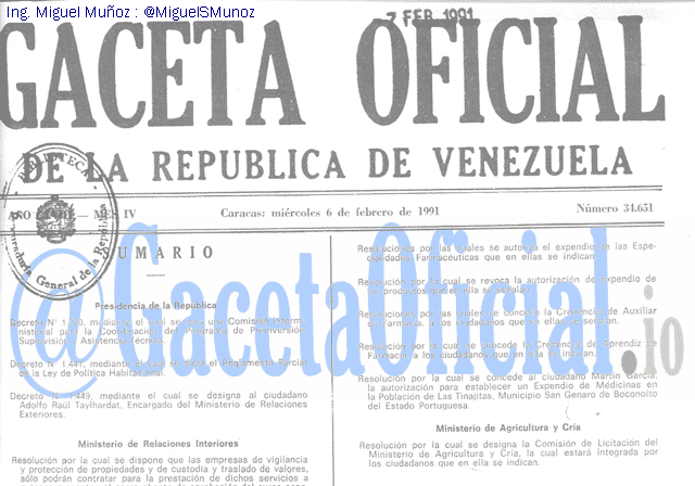 Gaceta Oficial 34651 del 6 Febrero 1991