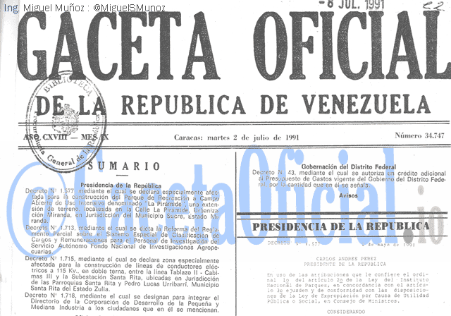 Gaceta Oficial 34747 del 2 Julio 1991