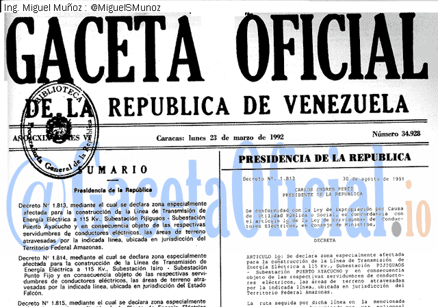 Gaceta Oficial 34928 del 23 Marzo 1992