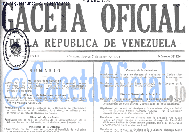 Gaceta Oficial 35126 del 7 Enero 1993