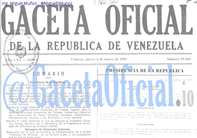 Gaceta Oficial 35164 del 4 Marzo 1993