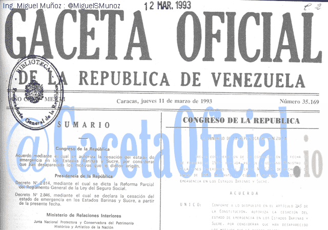 Gaceta Oficial 35169 del 11 Marzo 1993