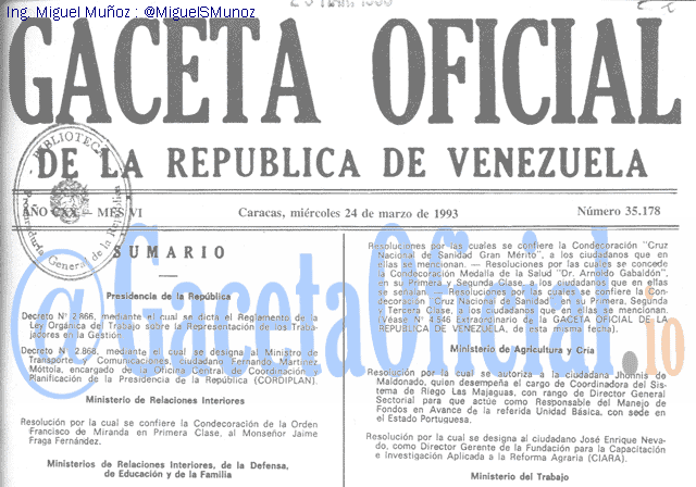 Gaceta Oficial 35178 del 24 Marzo 1993