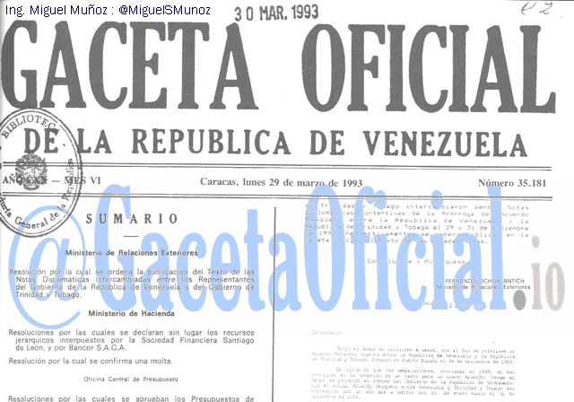 Gaceta Oficial 35181 del 29 Marzo 1993