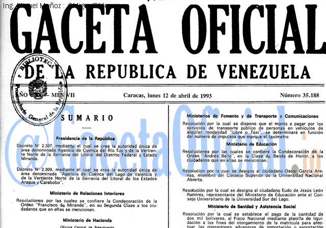 Gaceta Oficial 35188 del 12 Abril 1993