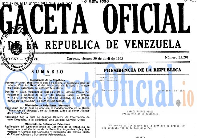 Gaceta Oficial 35201 del 30 Abril 1993