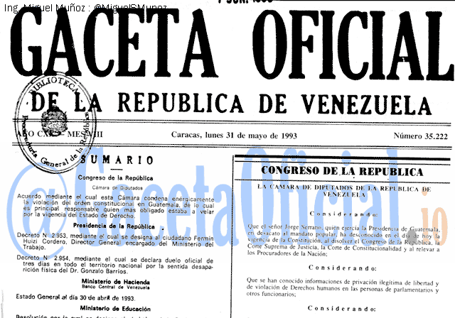 Gaceta Oficial 35222 del 31 Mayo 1993