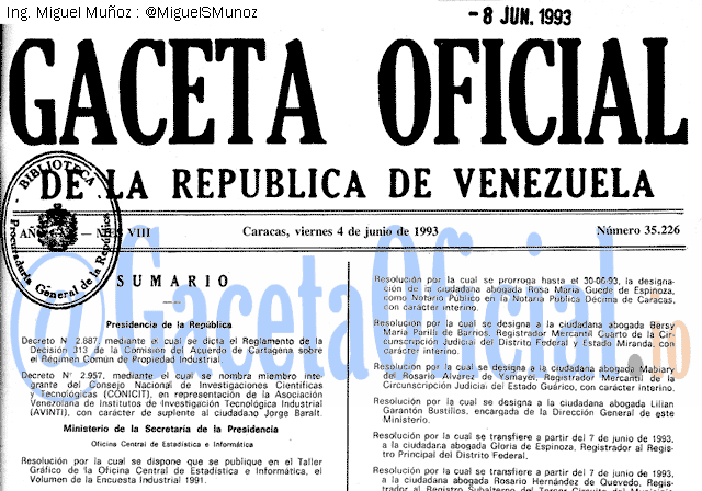Gaceta Oficial 35226 del 4 Junio 1993