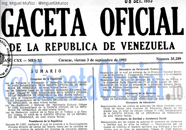 Gaceta Oficial 35289 del 3 Septiembre 1993