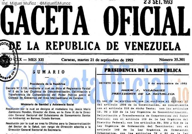Gaceta Oficial 35301 del 21 Septiembre 1993