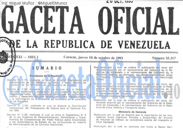 Gaceta Oficial 35317 del 14 Octubre 1993