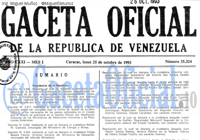 Gaceta Oficial 35324 del 25 Octubre 1993