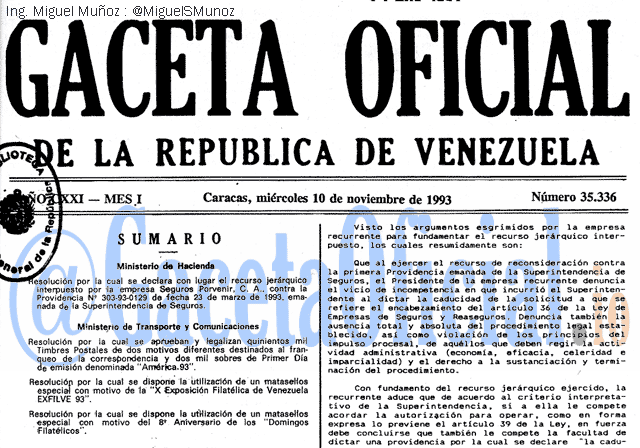 Gaceta Oficial 35336 del 10 Noviembre 1993