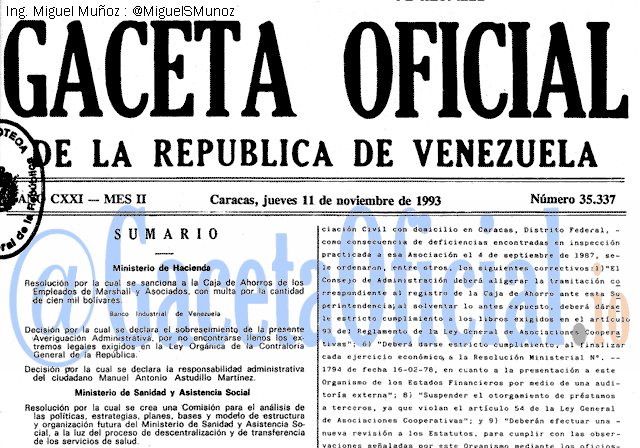 Gaceta Oficial 35337 del 11 Noviembre 1993