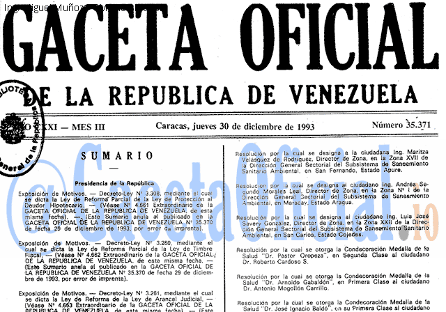 Gaceta Oficial 35371 del 30 Diciembre 1993