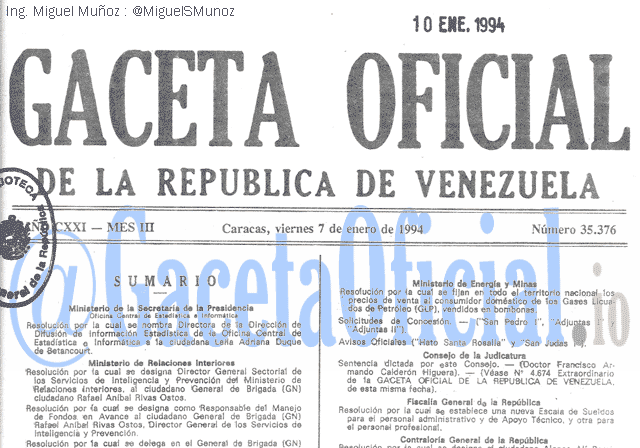 Gaceta Oficial 35376 del 7 Enero 1994