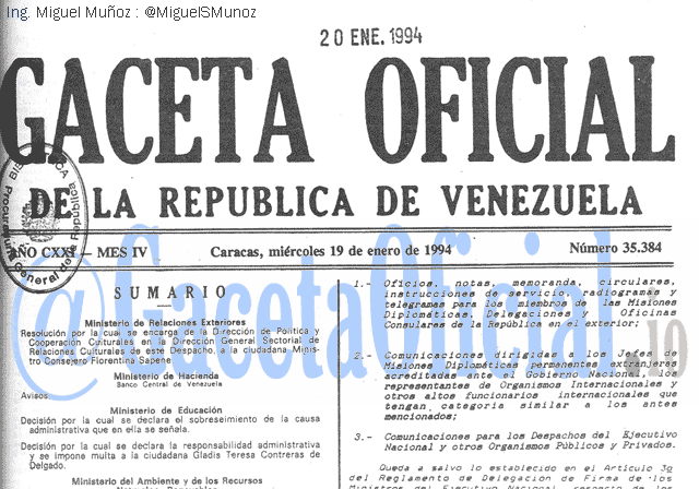 Gaceta Oficial 35384 del 19 Enero 1994