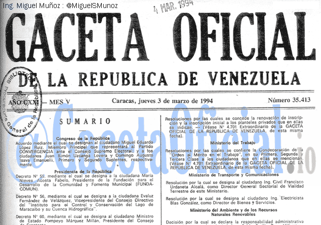 Gaceta Oficial 35413 del 3 Marzo 1994