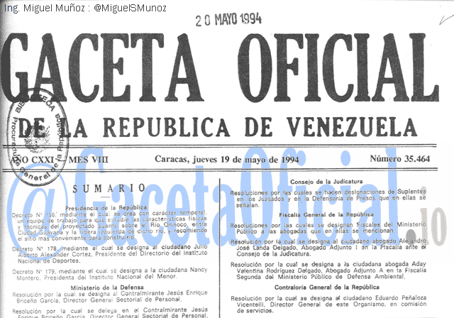 Gaceta Oficial 35464 del 19 Mayo 1994