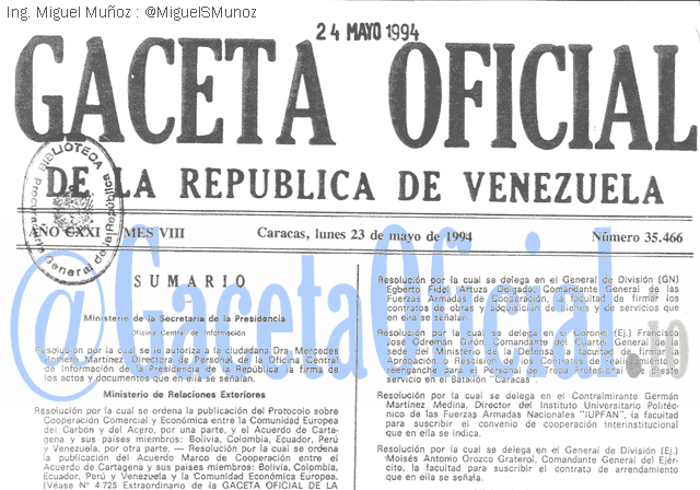 Gaceta Oficial 35466 del 23 Mayo 1994