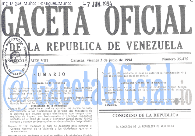 Gaceta Oficial 35475 del 3 Junio 1994