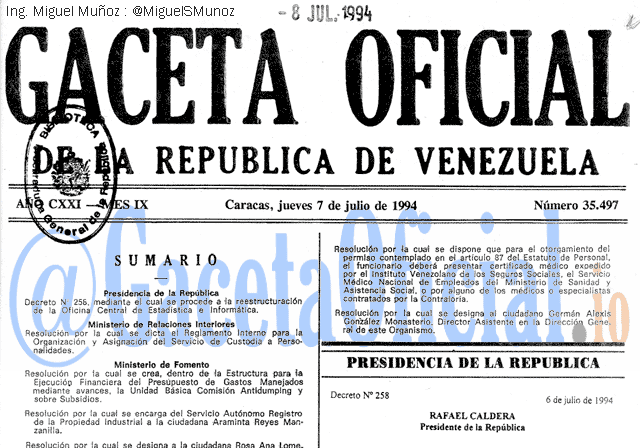 Gaceta Oficial 35497 del 7 Julio 1994