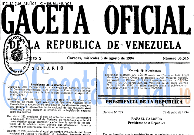 Gaceta Oficial 35516 del 3 Agosto 1994