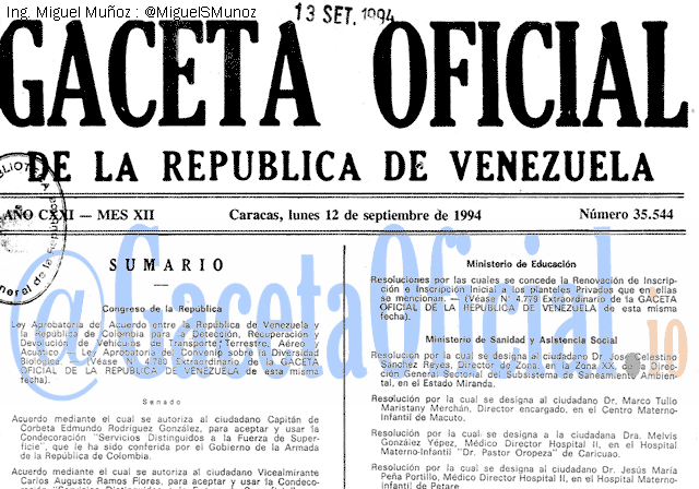 Gaceta Oficial 35544 del 12 Septiembre 1994