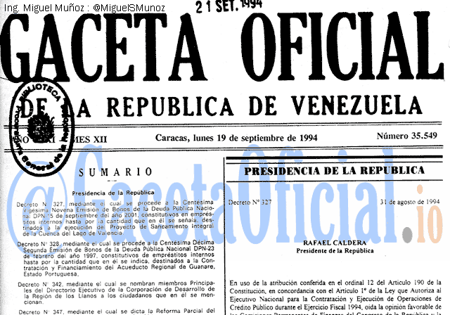 Gaceta Oficial 35549 del 19 Septiembre 1994