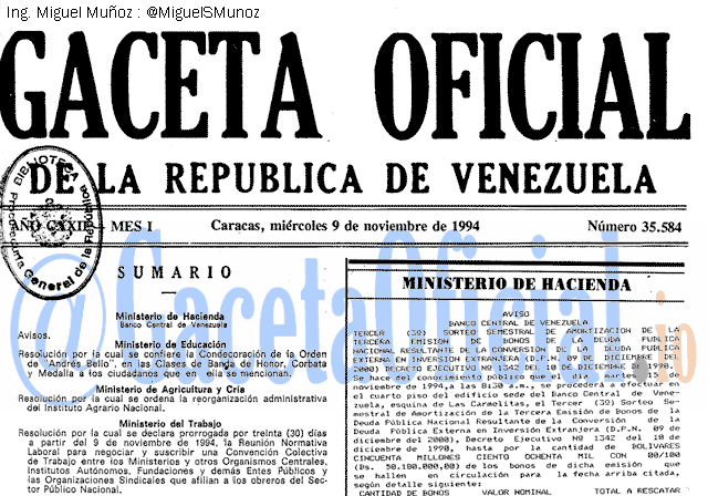Gaceta Oficial 35584 del 9 Noviembre 1994