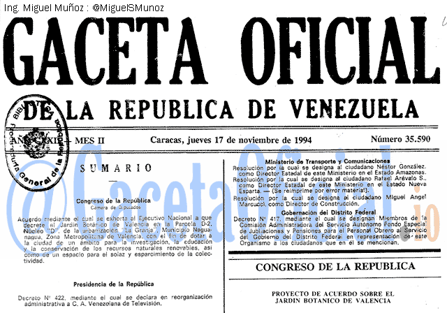 Gaceta Oficial 35590 del 17 Noviembre 1994