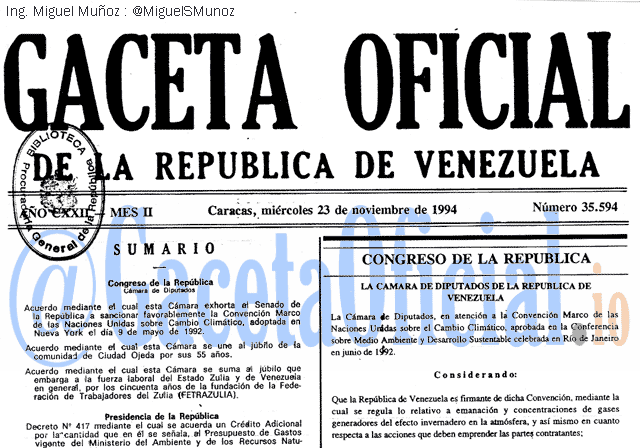 Gaceta Oficial 35594 del 23 Noviembre 1994