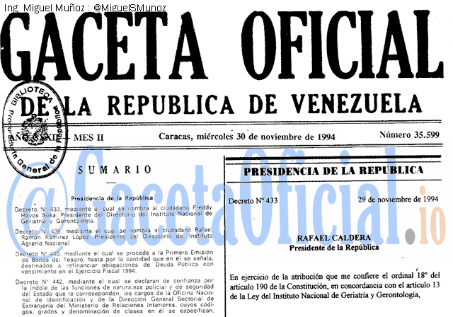 Gaceta Oficial 35599 del 30 Noviembre 1994