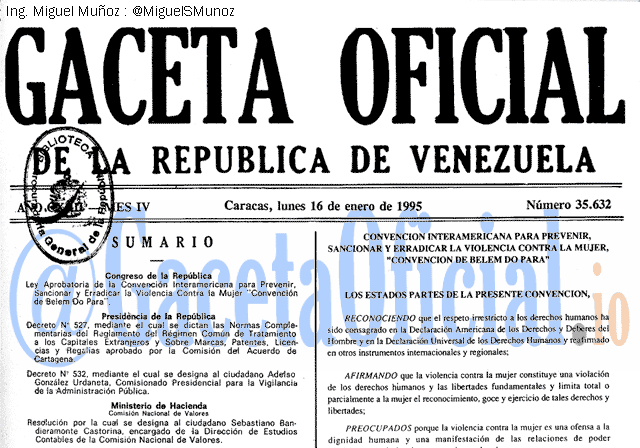 Gaceta Oficial 35632 del 16 Enero 1995
