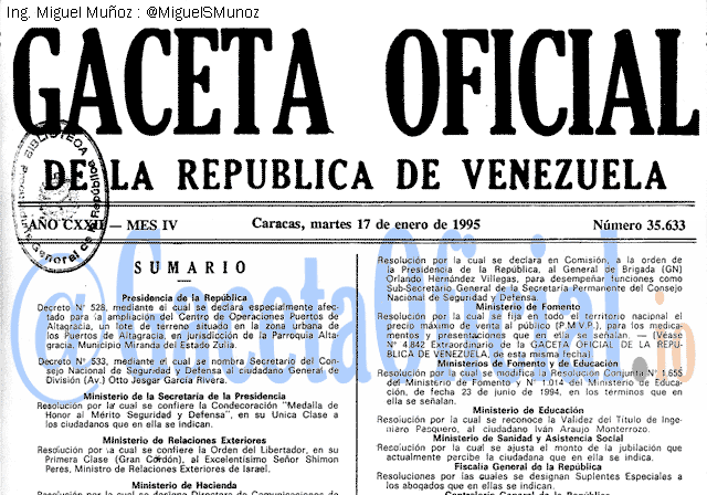Gaceta Oficial 35633 del 17 Enero 1995